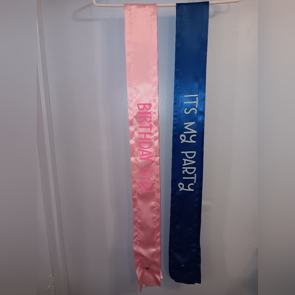 Pink and Blue Birthday Sashes Its My Party Or Birthday Girl